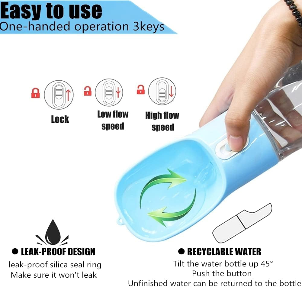 Dog Water Bottle for Walking,Dog Travel Water Bottle,Portable Dog Water Bottle,Multifunctional and Portable Dog Travel Water Dispenser with Food Container,Dog Water Bottle for Pet Outdoor Hiking