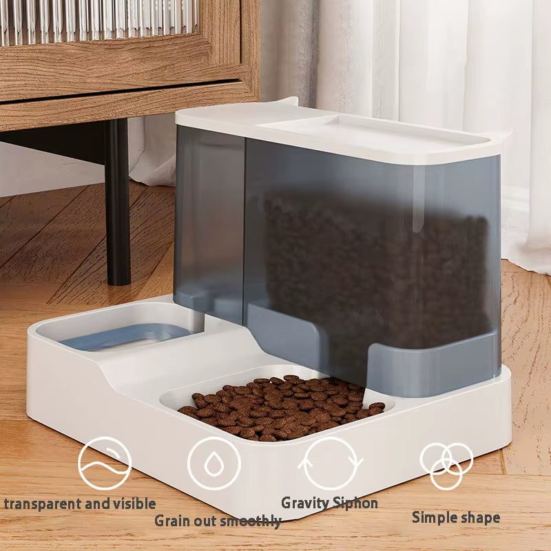 OUZEY Automatic Feeder Cat Dog Food Bowl with Water Fountain Pet Items Large Capacity Raised Stand Dish Bowl for Cat Drinker