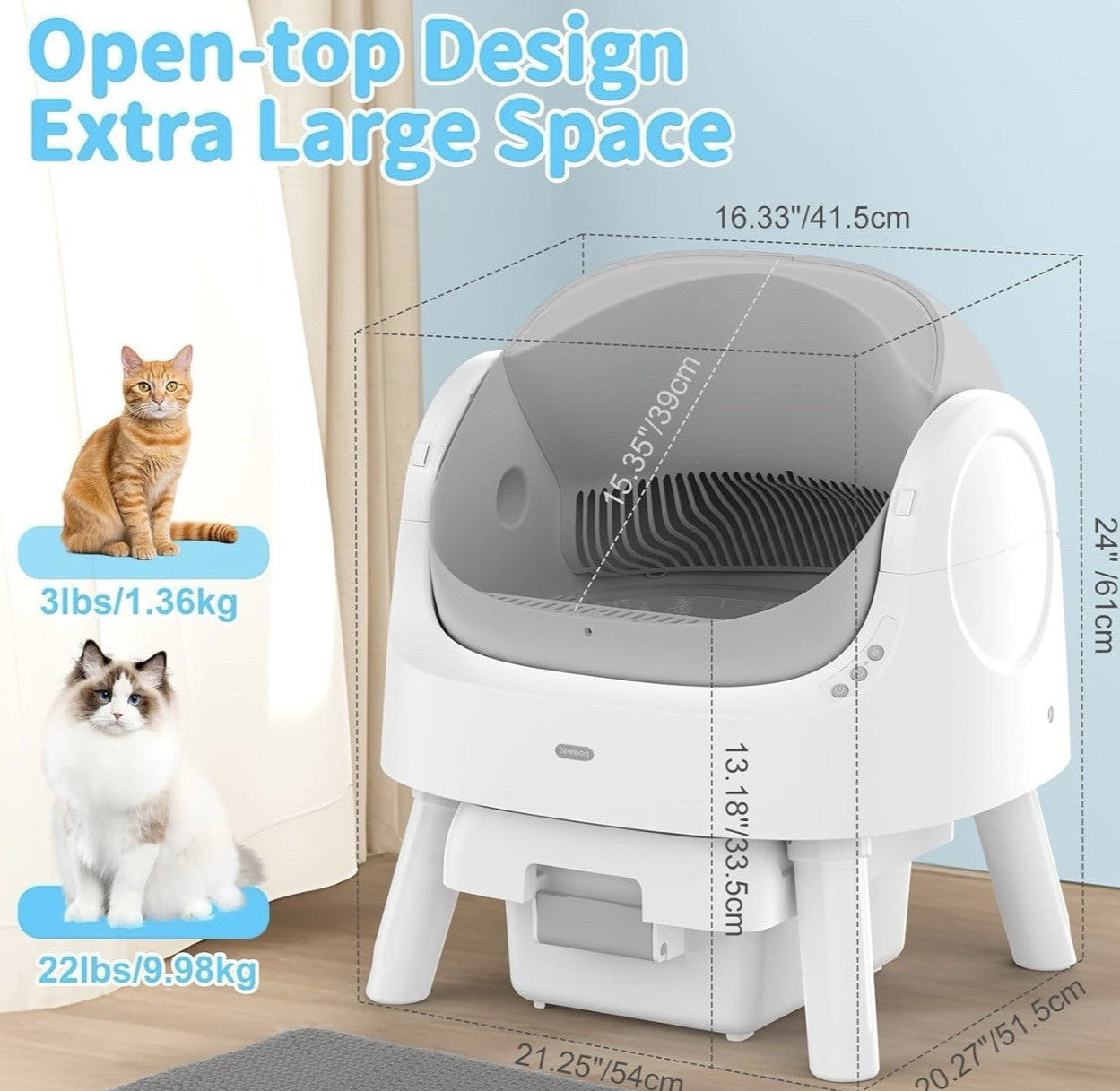 Autoscooper 11 Self-Cleaning Automatic Cat Litter Box, with Open-Top Design