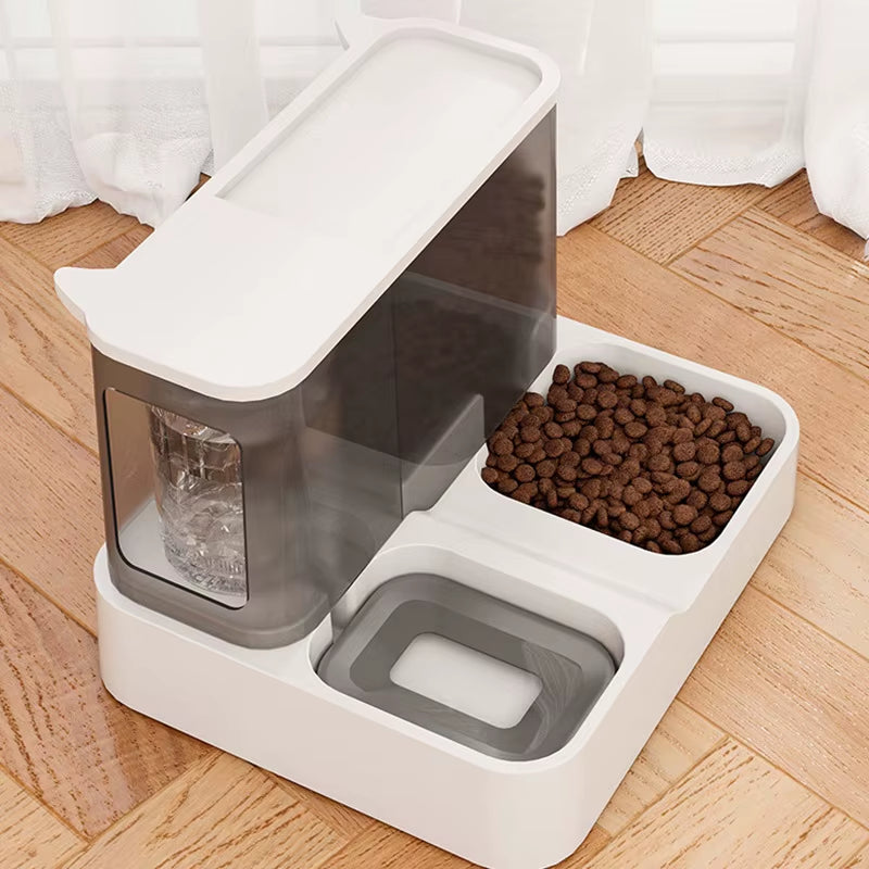 OUZEY Automatic Feeder Cat Dog Food Bowl with Water Fountain Pet Items Large Capacity Raised Stand Dish Bowl for Cat Drinker