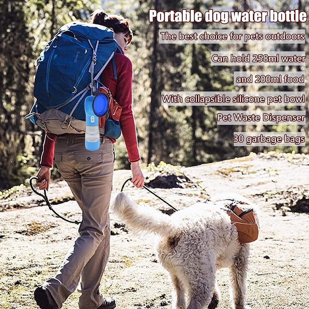 Dog Water Bottle for Walking,Dog Travel Water Bottle,Portable Dog Water Bottle,Multifunctional and Portable Dog Travel Water Dispenser with Food Container,Dog Water Bottle for Pet Outdoor Hiking