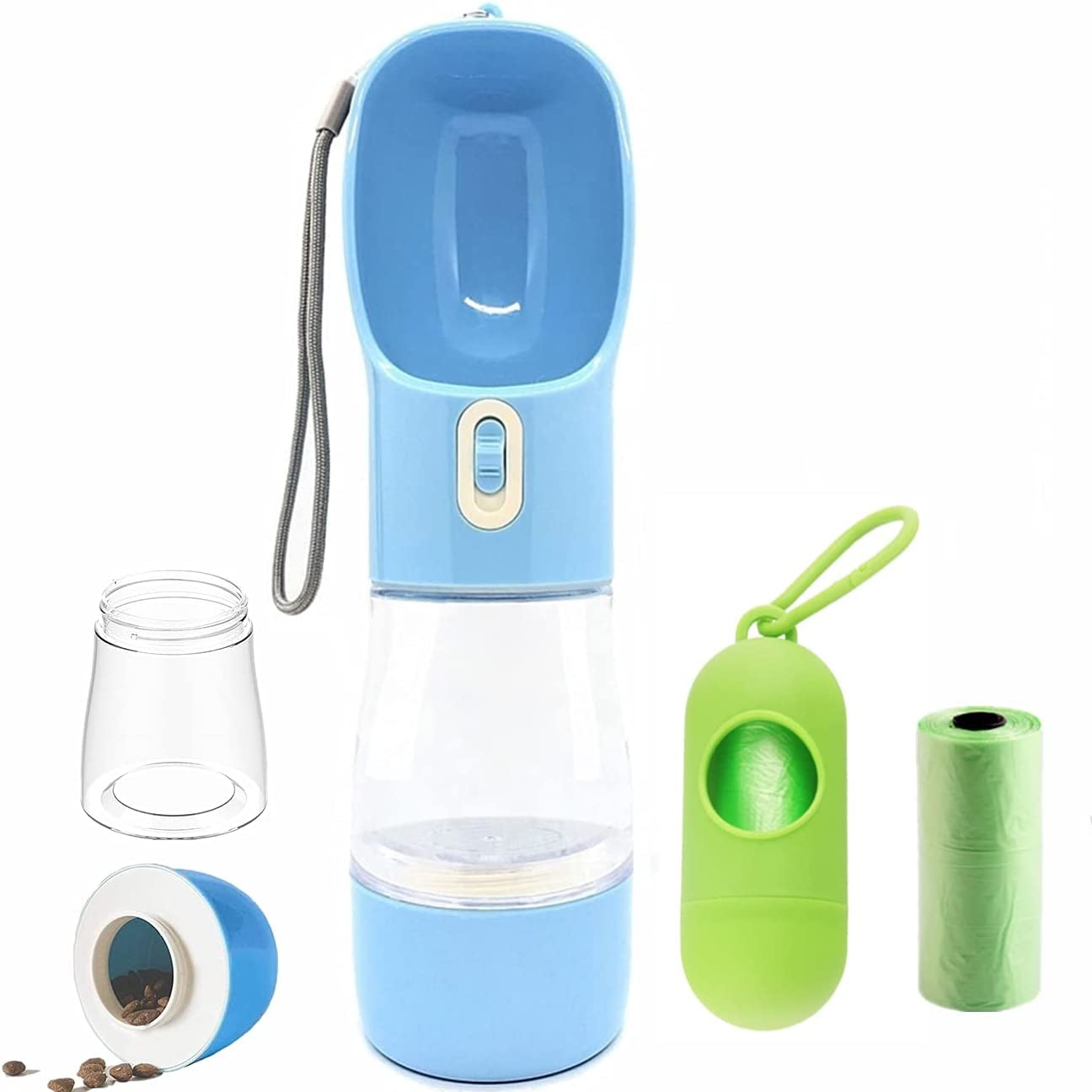 Dog Water Bottle for Walking,Dog Travel Water Bottle,Portable Dog Water Bottle,Multifunctional and Portable Dog Travel Water Dispenser with Food Container,Dog Water Bottle for Pet Outdoor Hiking