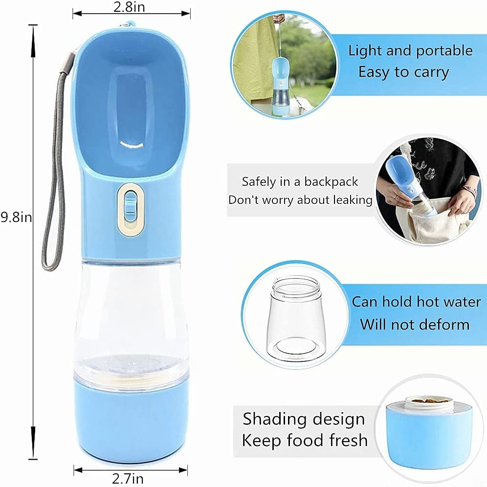 Dog Water Bottle for Walking,Dog Travel Water Bottle,Portable Dog Water Bottle,Multifunctional and Portable Dog Travel Water Dispenser with Food Container,Dog Water Bottle for Pet Outdoor Hiking