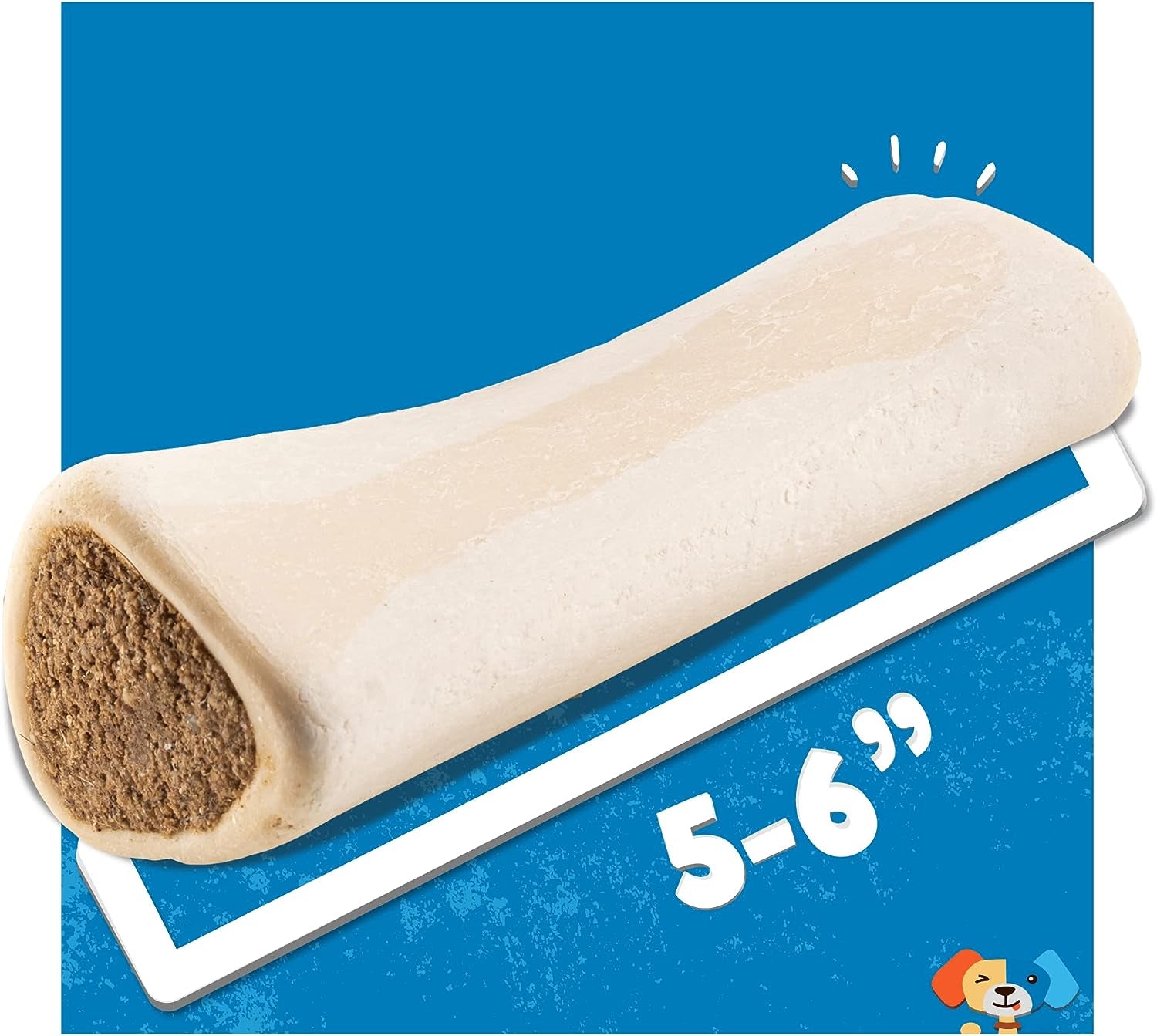 5-6" Filled Dog Bones for Large Dogs, Flavored Shin Dog Bones Long Lasting, Stuffed Bone for Dogs, High Protein, Bacon and Cheese Flavor - 3 Pack