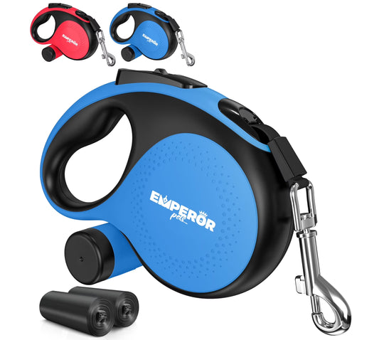 26 Ft Retractable Dog Leash Large Dogs Blue - up to 110Lbs, Heavy Duty Dog Leash Retractable 26 Ft -BL26
